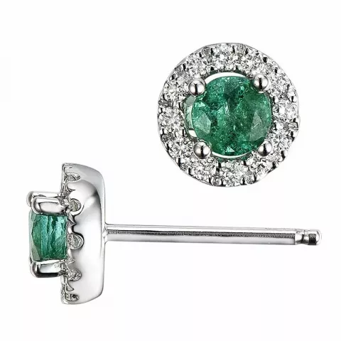 pyöreitä smaragdi briljanttikorvakorut 14 karaatin valkokultaa kanssa smaragdi ja timantti 