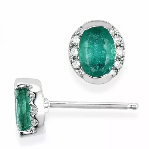 ovaaleja smaragdi nappikorvakorut 14 karaatin valkokultaa kanssa timantti ja smaragdi 