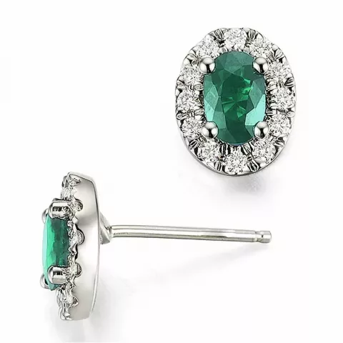 Ruusuketta smaragdi timanttikorvakorut 14 karaatin valkokultaa kanssa smaragdia ja timanttia 
