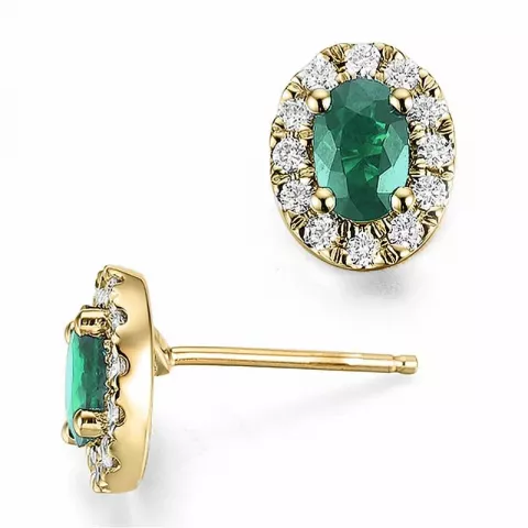 Ruusuketta smaragdi timanttikorvakorut 14 karaatin kultaa kanssa smaragdia ja timanttia 
