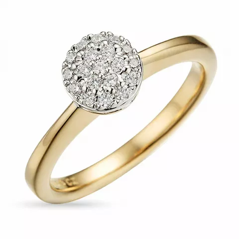 pyöreä timantti sormus 14 karaatin kulta ja valkokultaa 0,161 ct