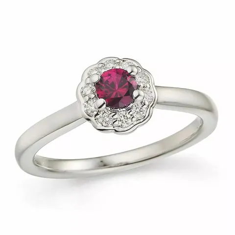 rubiini sormus 14 karaatin valkokultaa 0,14 ct