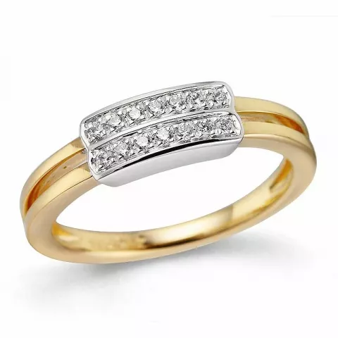 Neliskulmainen timantti sormus 14 karaatin kulta ja valkokultaa 0,126 ct