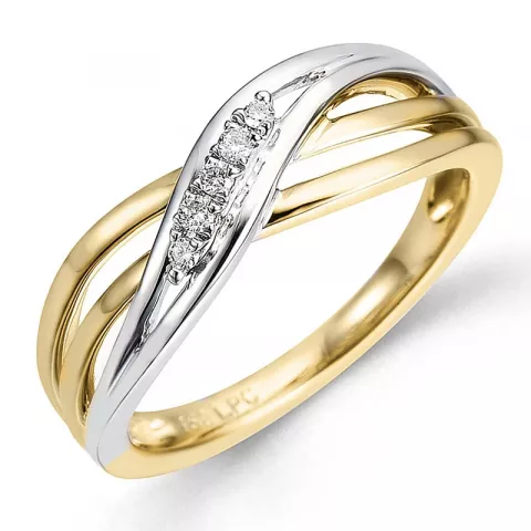leveä timantti sormus 14 karaatin kulta ja valkokultaa 0,053 ct