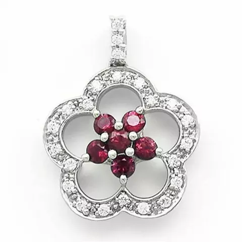kukka rubiini timanttiriipus 14 karaatti valkokultaa 0,34 ct 0,34 ct