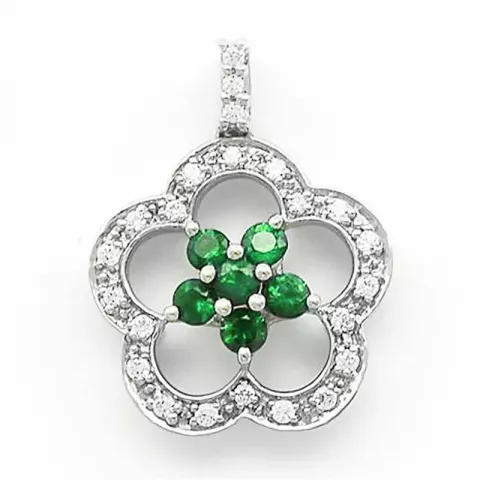 kukka smaragdi timanttiriipus 14 karaatti valkokultaa 0,12 ct 0,28 ct