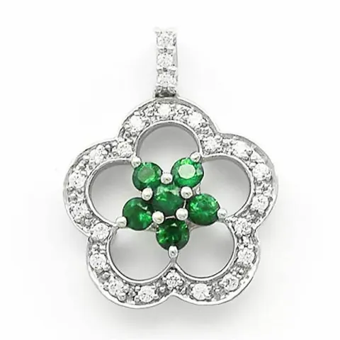 kukka smaragdi timanttiriipus 14 karaatti valkokultaa 0,12 ct 0,28 ct