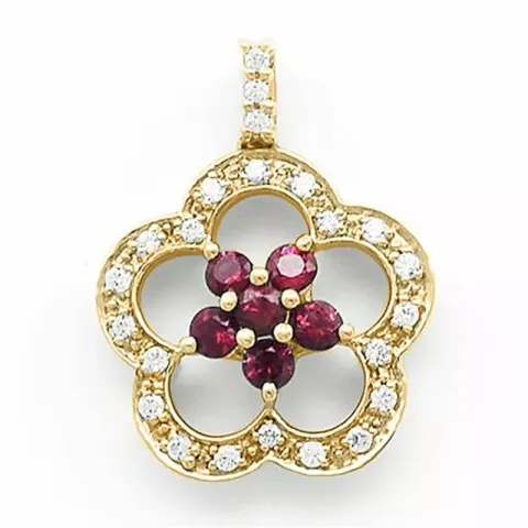 kukka rubiini timanttiriipus 14 karaatti kultaa 0,12 ct 0,34 ct