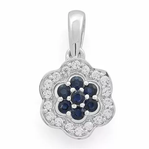 kukka safiiri timanttiriipus 14 karaatti valkokultaa 0,11 ct 0,19 ct
