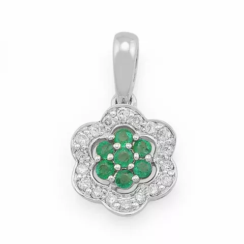 kukka smaragdi timanttiriipus 14 karaatti valkokultaa 0,11 ct 0,16 ct