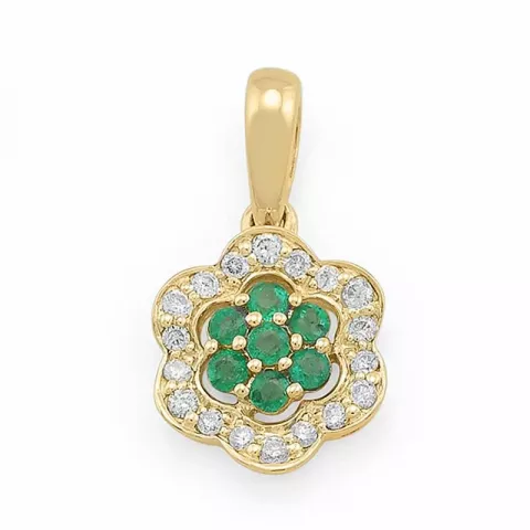 kukka smaragdi timanttiriipus 14 karaatti kultaa  ct 0,16 ct