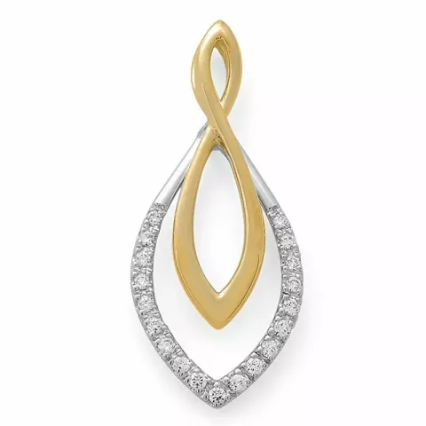 Suuri abstrakti timanttiriipus 14 karaatti kulta ja valkokultaa 0,15 ct