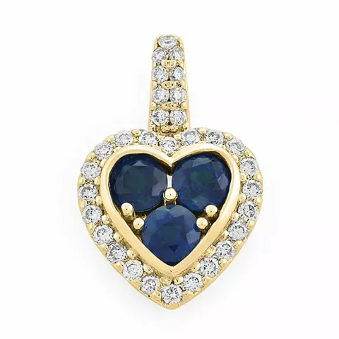 sydän safiiri timanttiriipus 14 karaatti kultaa 0,447 ct