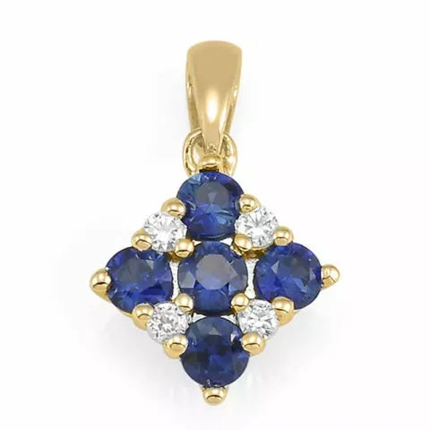 Neliskulmainen safiiri riipus 14 karaatti kultaa 0,052 ct