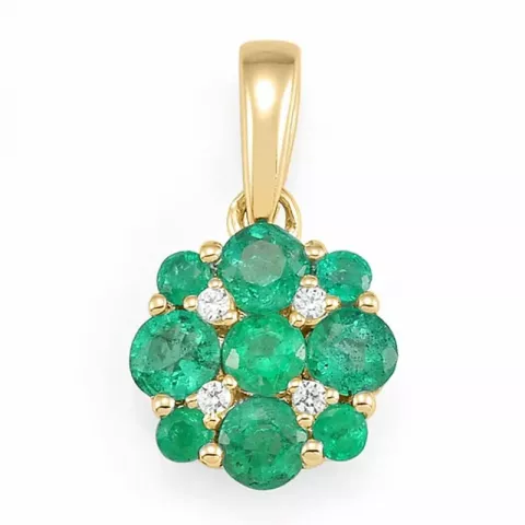 Pyöreä vihreä smaragdi riipus 14 karaatti kultaa 0,024 ct