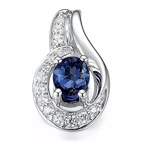 sininen safiiri timanttiriipus 14 karaatti valkokultaa 0,08 ct