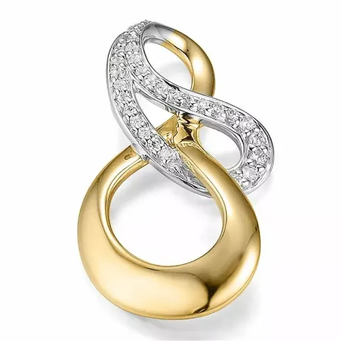 pyöreä timantti riipus 14 karaatti kulta ja valkokultaa 0,153 ct