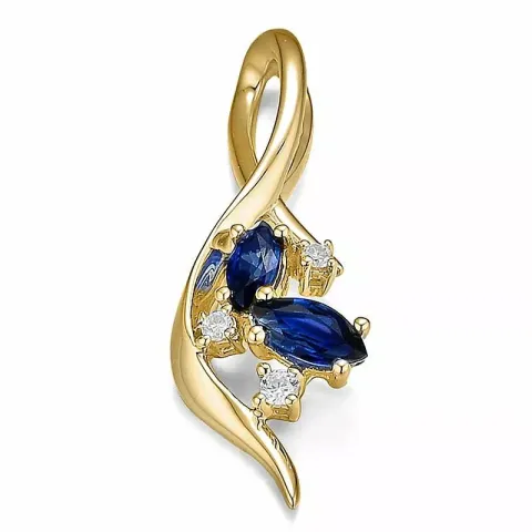 sininen safiiri timanttiriipus 14 karaatti kultaa 0,051 ct 0,54 ct