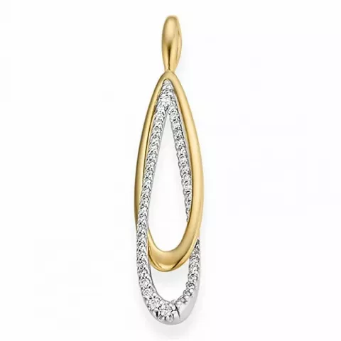 Pisaranmuotoinen timantti naisten riipus 14 karaatti kulta ja valkokultaa 0,261 ct