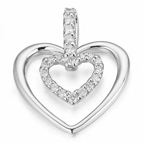Sydän timantti riipus 14 karaatti valkokultaa 0,199 ct