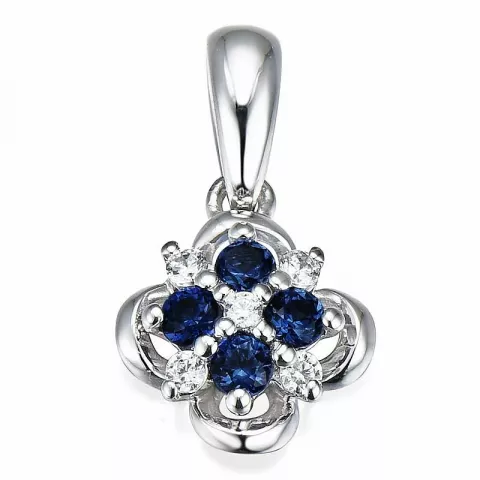 sininen safiiri timanttiriipus 14 karaatti valkokultaa 0,052 ct