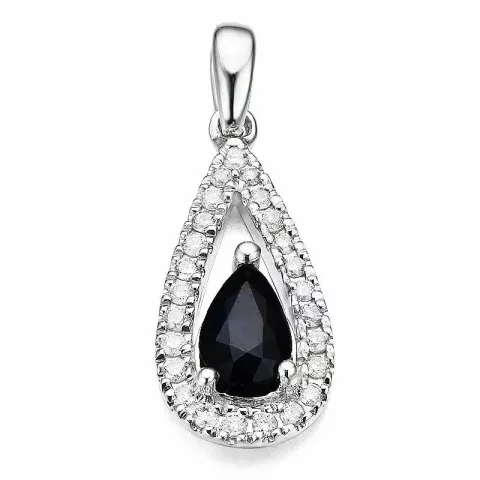 pisaranmuotoinen sininen safiiri timanttiriipus 14 karaatti valkokultaa 0,123 ct 0,55 ct
