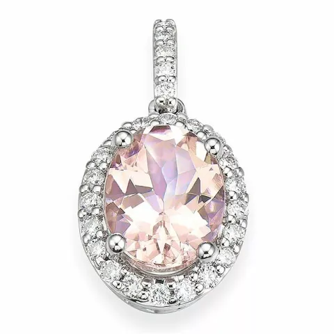 ovaali Morganite riipus 14 karaatti valkokultaa 0,165 ct 1,28 ct