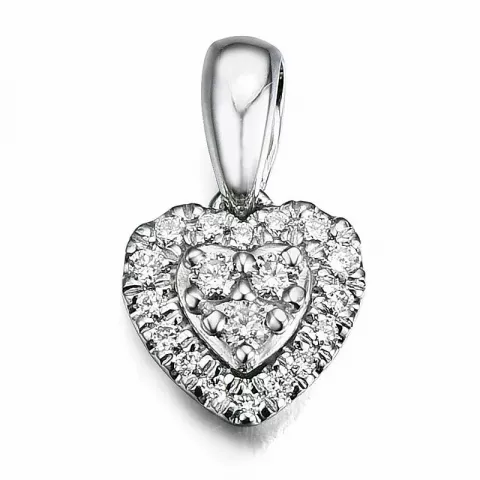 Sydän timanttiriipus 14 karaatti valkokultaa 0,14 ct