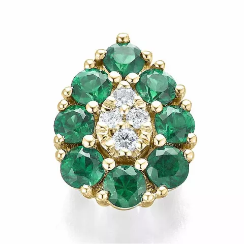 pisaranmuotoinen smaragdi timanttiriipus 14 karaatti kultaa 0,83 ct 0,06 ct