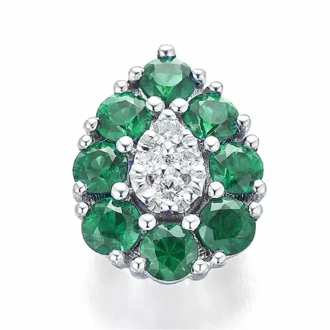 Pisaranmuotoinen smaragdi timanttiriipus 14 karaatti valkokultaa 0,83 ct 0,06 ct