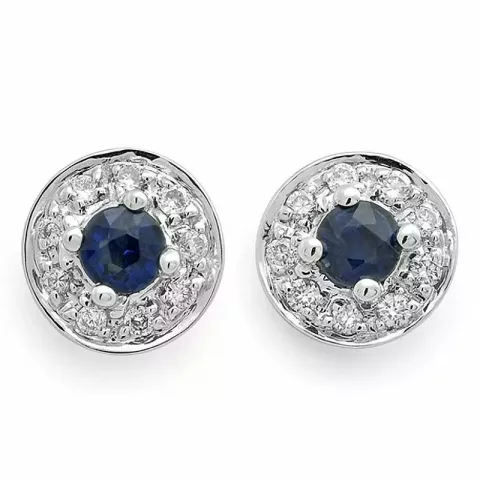 pyöreitä sininen safiiri briljanttikorvakorut 14 karaatin valkokultaa kanssa timantti ja safiiri 