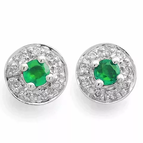 pyöreitä smaragdi timanttikorvakorut 14 karaatin valkokultaa kanssa timantti ja smaragdi 