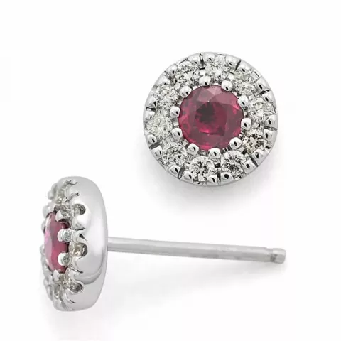 pyöreitä rubiini timanttikorvakorut 14 karaatin valkokultaa kanssa rubiini ja timantti 