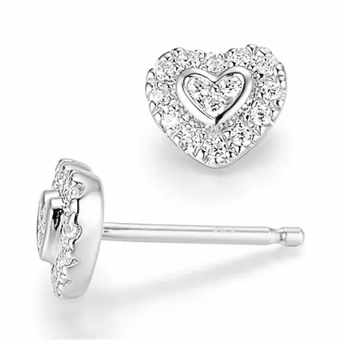 sydän timantti nappikorvakorut 14 karaatin valkokultaa kanssa timantti 