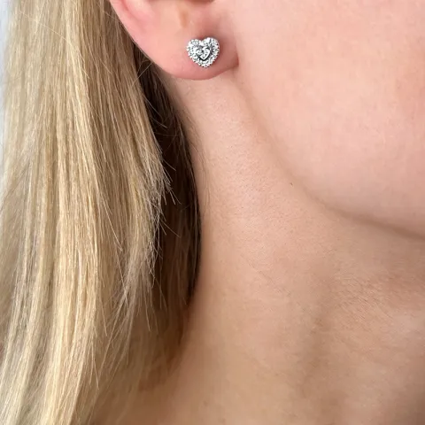 sydän timantti nappikorvakorut 14 karaatin valkokultaa kanssa timantti 