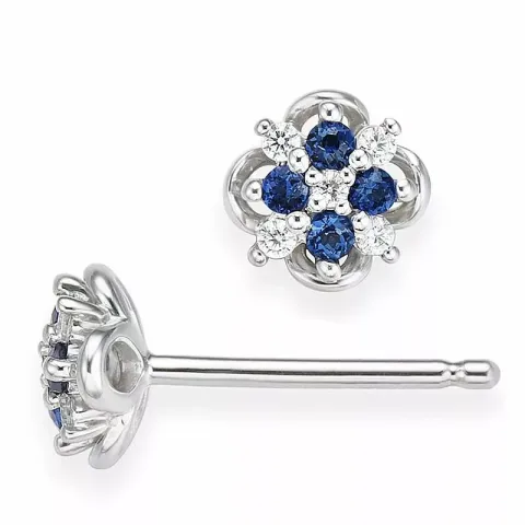 pieniä kukka sininen safiiri timanttikorvakorut 14 karaatin valkokultaa kanssa timantti ja safiiri 