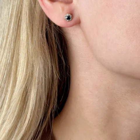 pyöreitä sininen safiiri kultaa nappikorvakorut 14 karaatin kultaa kanssa timantti ja safiiri 