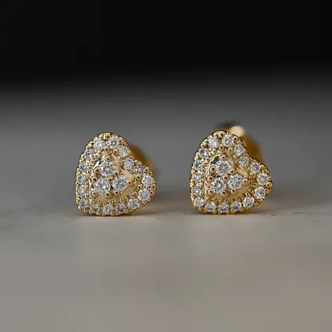 Sydän timanttikorvakorut 14 karaatin kultaa kanssa timanttia 