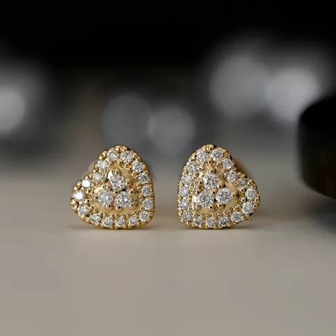 Sydän timanttikorvakorut 14 karaatin kultaa kanssa timanttia 