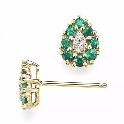 Pisara smaragdi timanttikorvakorut 14 karaatin kultaa kanssa timanttia ja smaragdia 