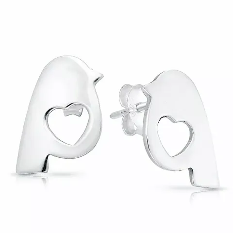 Sydän lintuja korvarenkaat  hopea