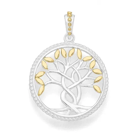 pyöreä elämänpuu riipus  hopeaa ja kullattua hopeaa