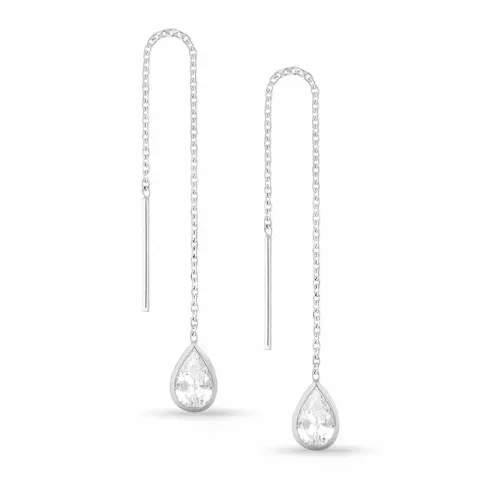 pitkät pisara zirkoni ketjukorvakorut  hopea
