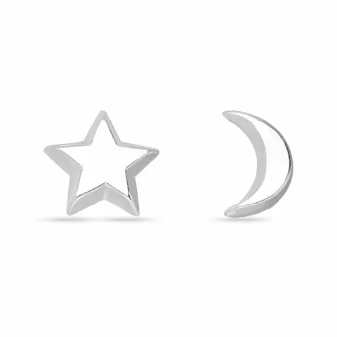 kuu ja tähti nappikorvakorut  hopea