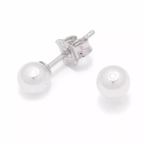 6 mm pyöreitä valkoinen nappikorvakorut hopeaa