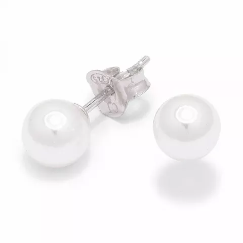 7 mm pyöreitä valkoinen helmi nappikorvakorut  hopeaa