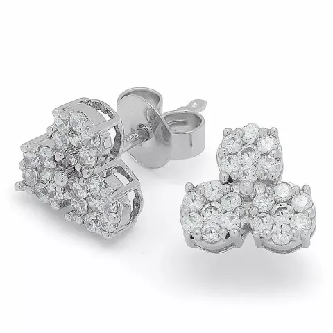 Suuria zirkoni nappikorvakorut 9 karaatin valkokultaa kanssa zirkonia