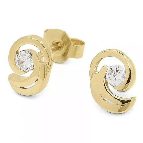 valkoinen zirkoni kultanappikorvakorut 9 karaatin kultaa kanssa 