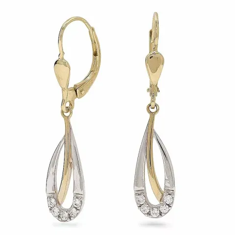 pitkät kultakorvakorut 9 karaatin kultaa kanssa rodium kanssa 