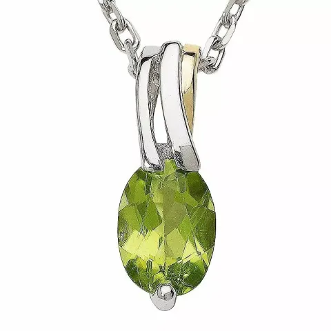 vihreä peridootti riipus  9 karaatin kultaa ja valkokult